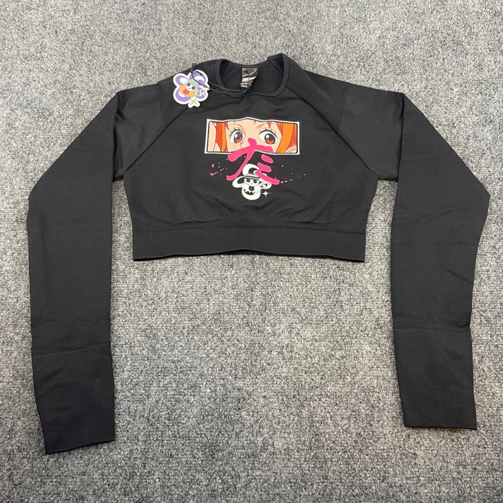 Civil Regime One Piece Nami Crop Top Women Medium Black Long Sleeve Activewear